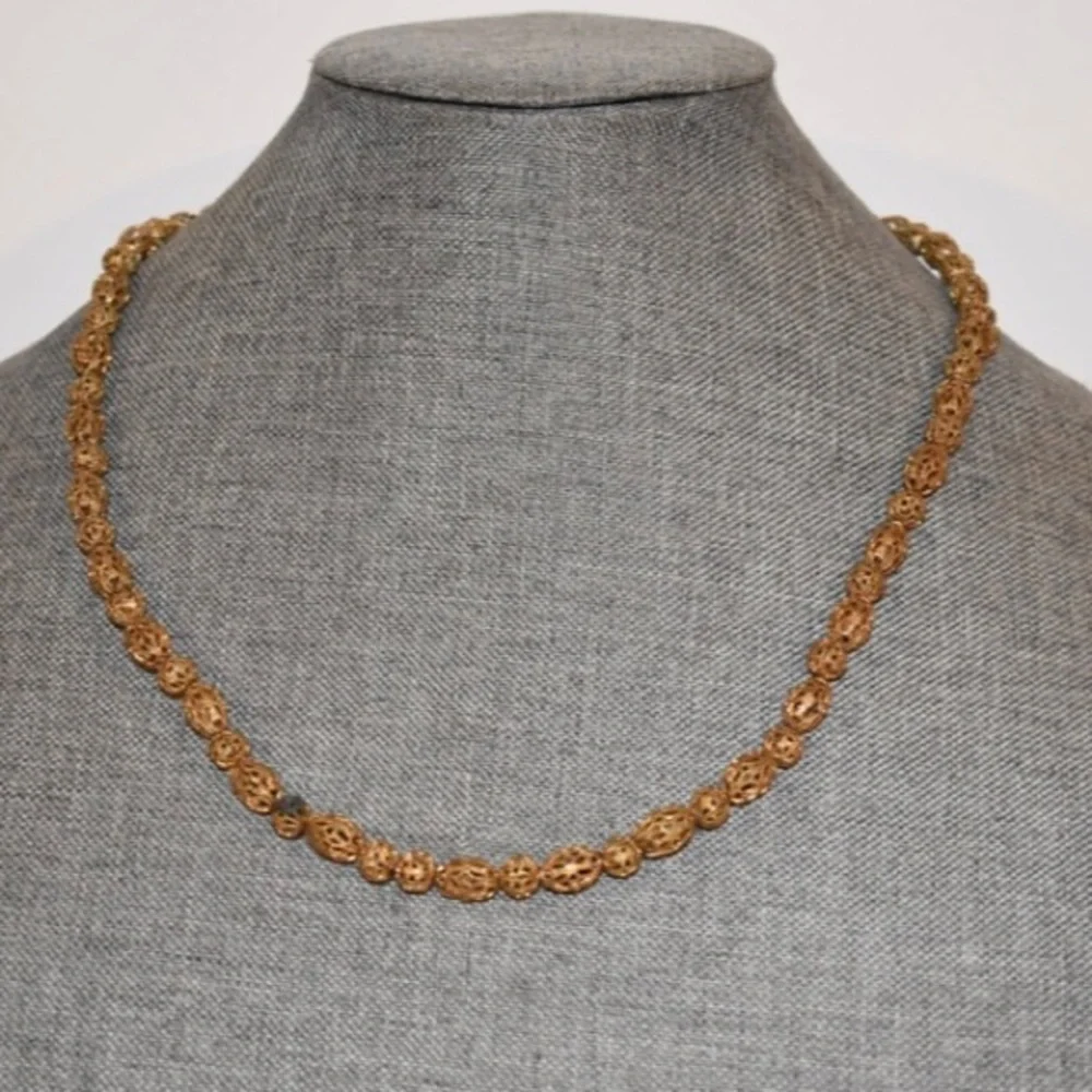 Vintage gold tone filigree Necklace‎ 21